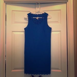 Blue J. Crew laser cut blue shift dress 👗 CUTE!